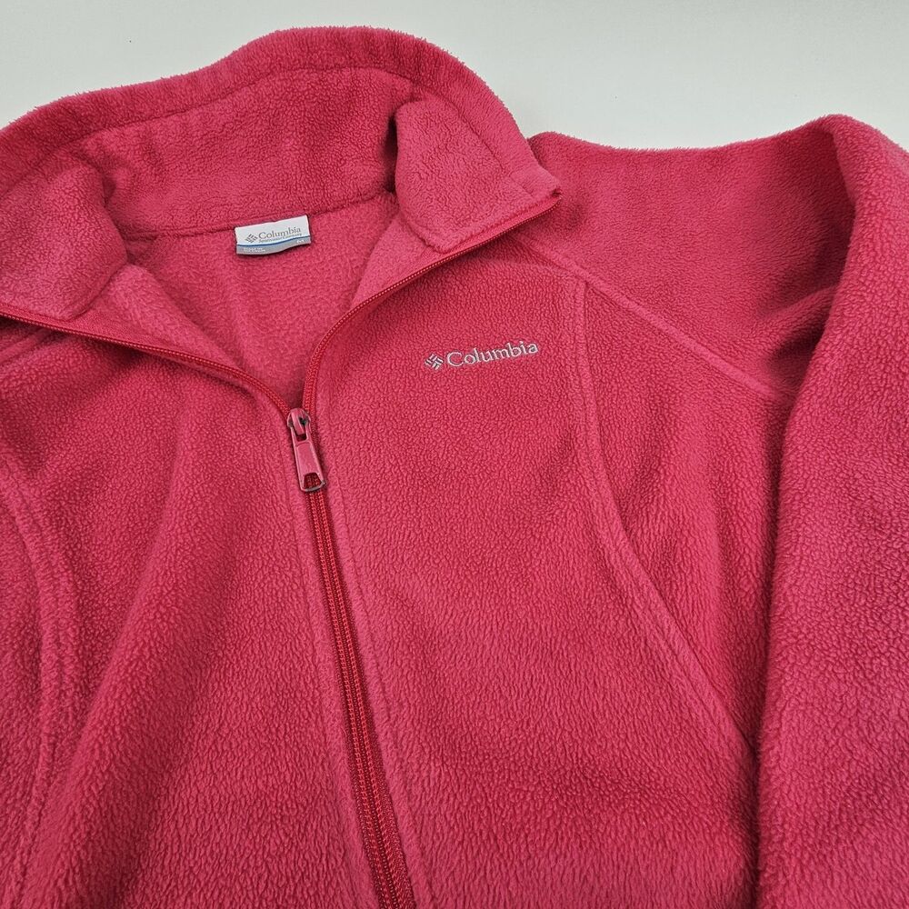 Columbia Womens M Pink Full Zip Fleece Jacket Outdoor Hiking Gorpcore